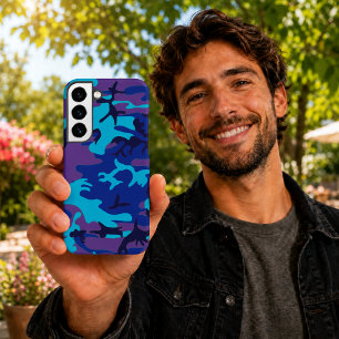 Dark Blue and Purple Camouflage Samsung Galaxy Case