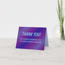 Dark Blue and Purple Space Birthday Thank You Note