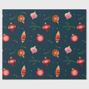 Dark Blue and Red Christmas Wrapping Paper