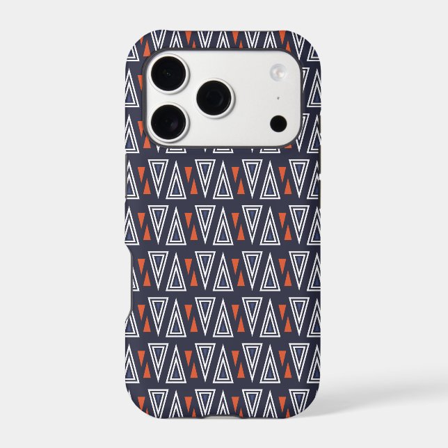 Dark Blue and Red Geometric Triangles Pattern (Back)
