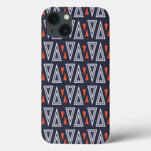 Dark Blue and Red Geometric Triangles Pattern iPhone 13 Case