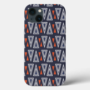 Dark Blue and Red Geometric Triangles Pattern iPhone 13 Case
