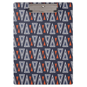 Dark Blue and Red Geometric Triangles Pattern Clipboard
