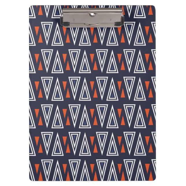 Dark Blue and Red Geometric Triangles Pattern Clipboard (Front)