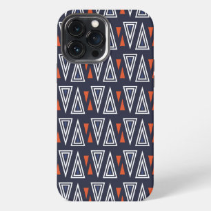 Dark Blue and Red Geometric Triangles Pattern iPhone 13 Pro Max Case