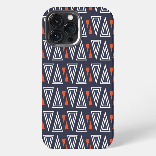 Dark Blue and Red Geometric Triangles Pattern iPhone Case (Back)