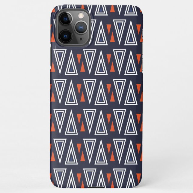 Dark Blue and Red Geometric Triangles Pattern iPhone Case (Back)