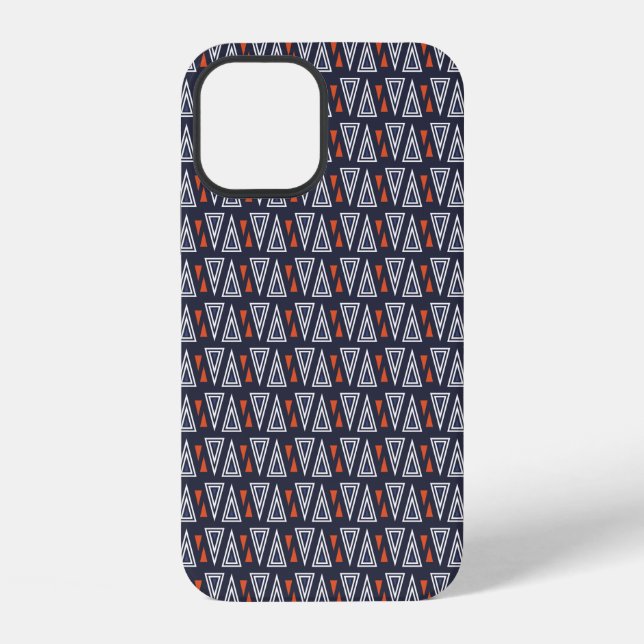 Dark Blue and Red Geometric Triangles Pattern iPhone Case (Back)