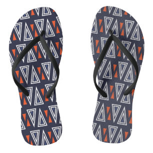 Dark Blue and Red Geometric Triangles Pattern Jandals