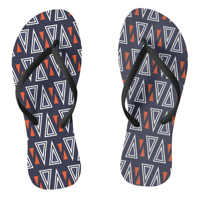 Dark Blue and Red Geometric Triangles Pattern Jandals (Footbed)