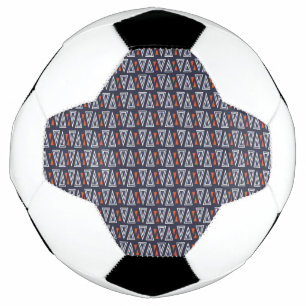 Dark Blue and Red Geometric Triangles Pattern Soccer Ball