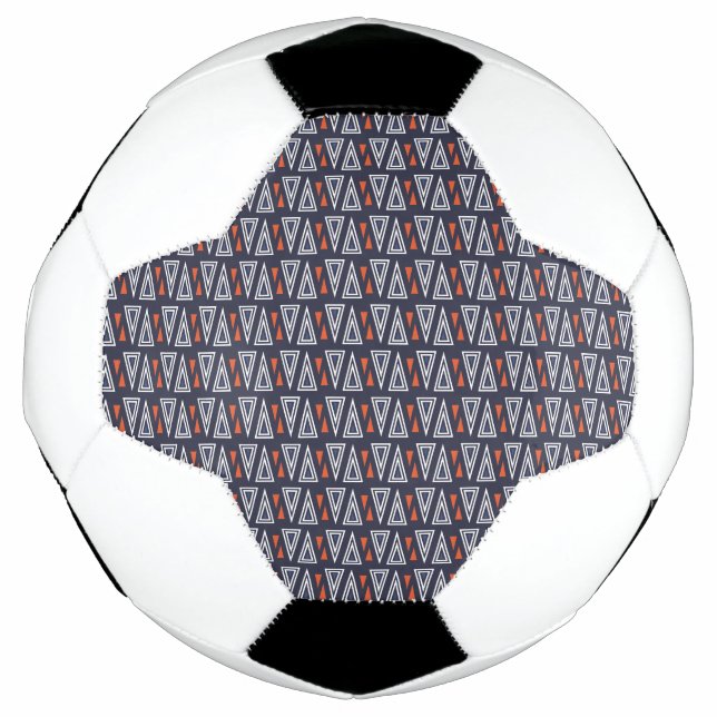 Dark Blue and Red Geometric Triangles Pattern Soccer Ball (Front)