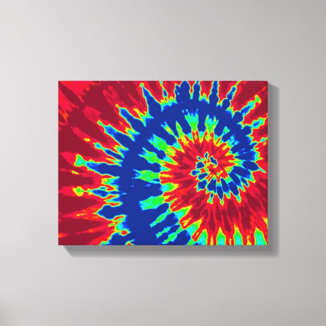 Dark Blue and Red Tie Dye 14"x11" Art Canvas Print (Front)