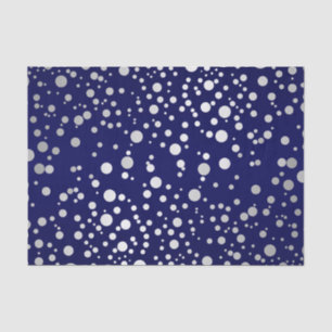 Dark Blue and Silver Confetti Dots Tissue Paper