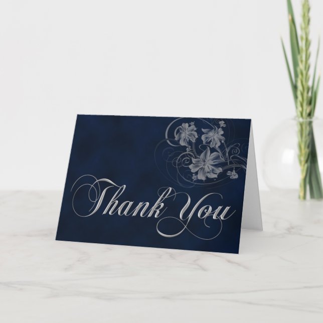 Dark blue and silver thank you card (Front)