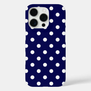 Dark Blue And Stylish White Polka Dots iPhone 16 Pro Case
