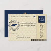 Dark Blue and Tan Jamaica RSVP Boarding Pass