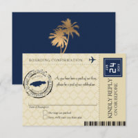 Dark Blue and Tan Jamaica RSVP Boarding Pass