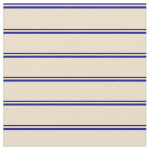 Dark Blue and Tan Lined Pattern Fabric
