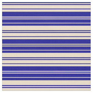 Dark Blue and Tan Lined Pattern Fabric
