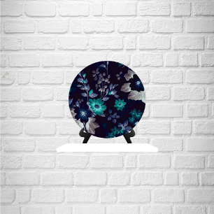 Dark Blue and Turquoise Floral Decoupage Paper