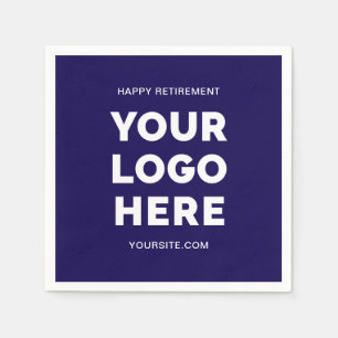 Dark Blue and White Business Logo Happy Retirement Napkin