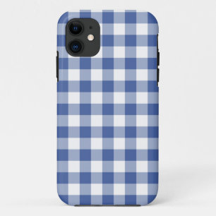 Dark Blue and White Check Gingham Pattern Case-Mate iPhone Case