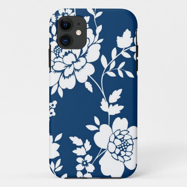 Dark Blue and white flower design iPhone 5 case (Back)