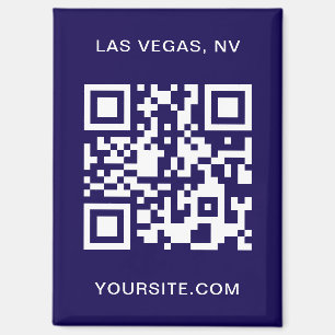 Dark Blue and White Modern QR Code Promo Magnet