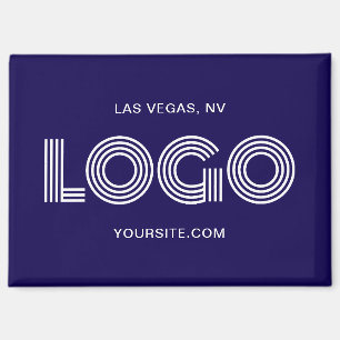 Dark Blue and White Modern Rectangular Logo Magnet
