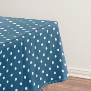 Dark Blue and White Polka Dot Pattern Tablecloth