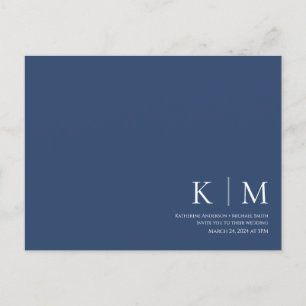 Dark Blue and White-RSVP-Wedding- Postcard