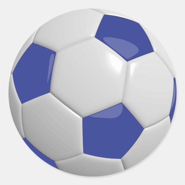 Dark Blue and White Soccer Ball Classic Round Sticker (Front)