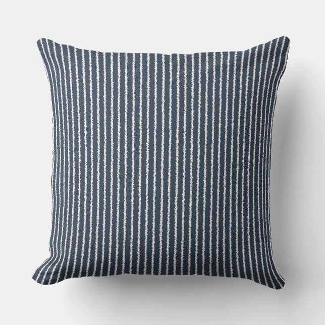 Dark Blue and White Stripes Cushion (Front)