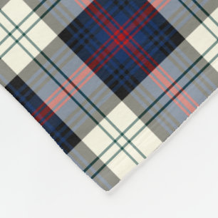 Dark Blue and White Sutherland Clan Dress Tartan Fleece Blanket