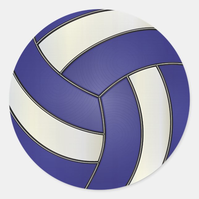 Dark Blue and White Volleyball Classic Round Sticker (Front)