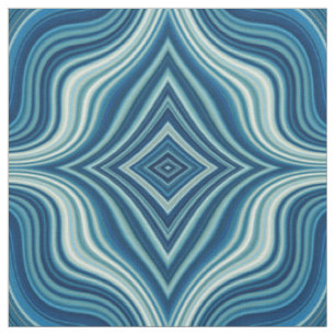 Dark Blue and White Wavy Rhombus Pattern Fabric