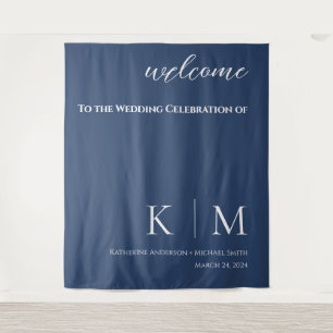 Dark Blue and White-Wedding- Tapestry