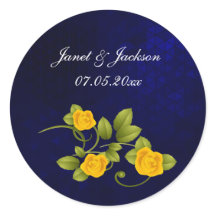 Dark Blue and Yellow Rose Wedding