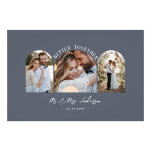 Dark blue arch multi photo wedding gift decor