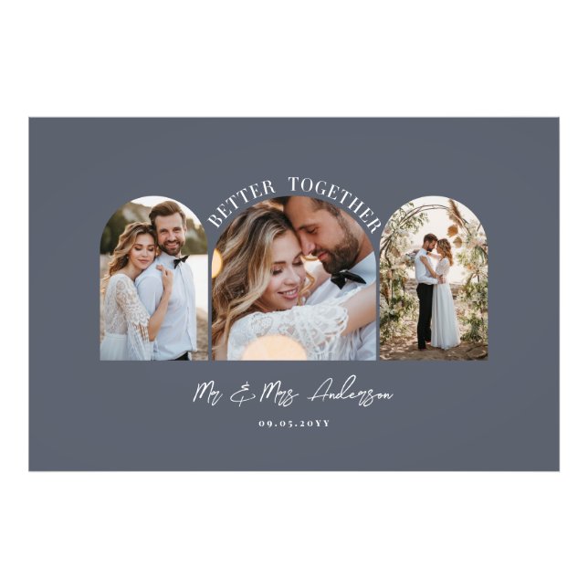Dark blue arch multi photo wedding gift decor (Front)