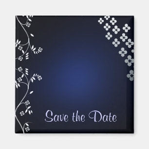 Dark blue asian themed save the date magnet