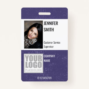 Dark Blue Background Logo Template Employee Staff ID Badge