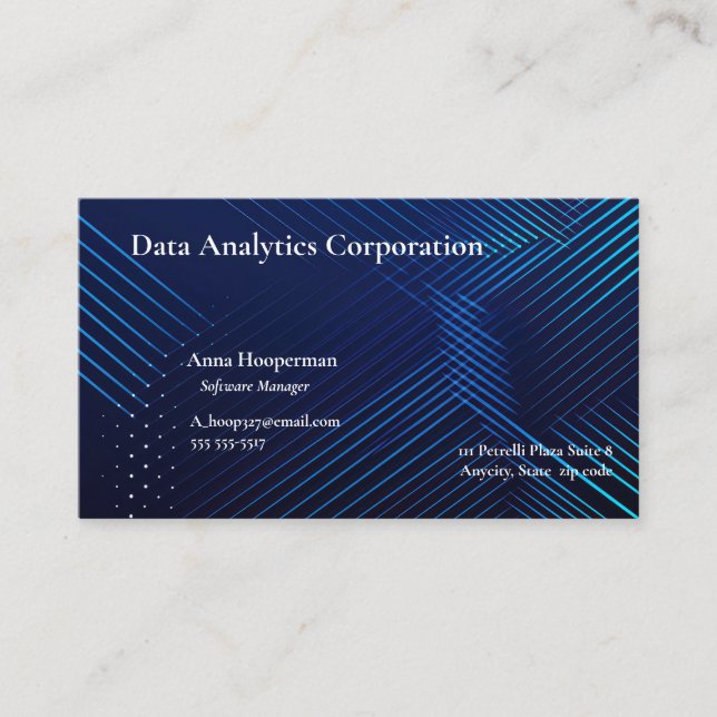 Dark blue background with lines Business Card (Front)
