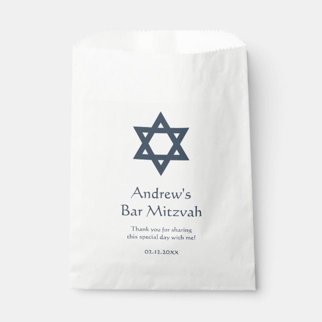 Dark Blue Bar Mitzvah Personalised Favour Bags (Front)