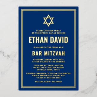 Dark blue bar mitzvah Star of David gold or silver