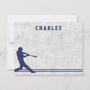 Dark blue baseball silhouette personalised name card