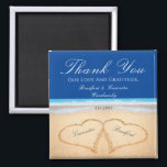 Dark Blue Beach 2 Hearts in the Sand  Wedding Magnet<br><div class="desc">Dark Blue Beach Wedding 2 Hearts in the Sand wedding paper plate.  Beach wedding products are available on a large array of products for the perfect custom beach wedding.</div>