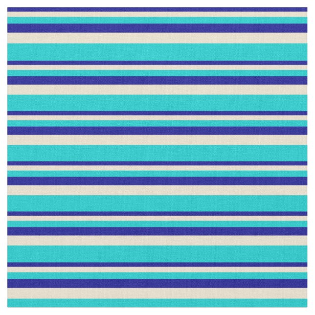 Dark Blue, Beige, and Dark Turquoise Coloured Fabric (Close Up)