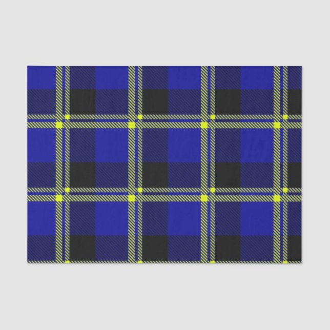Dark Blue, Black and Yellow Plaid Tissue Paper (Front)
